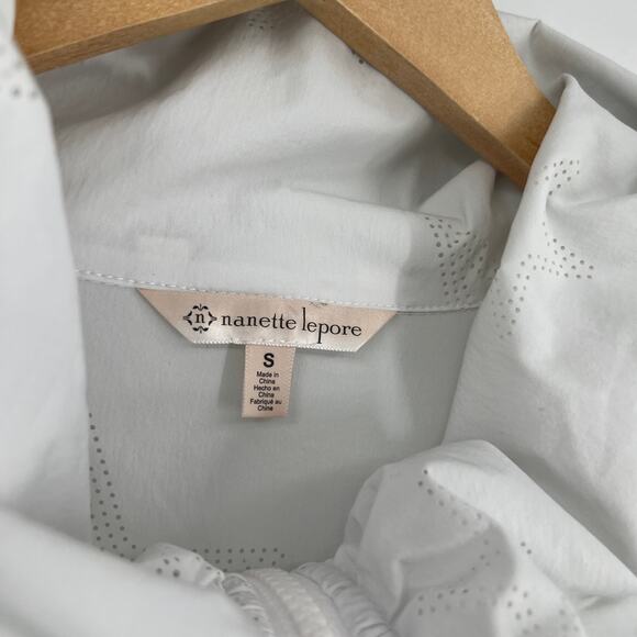 Nanette Lepore White Star Print Mesh Windbreaker Jacket Size Small - Picture 4 of 6